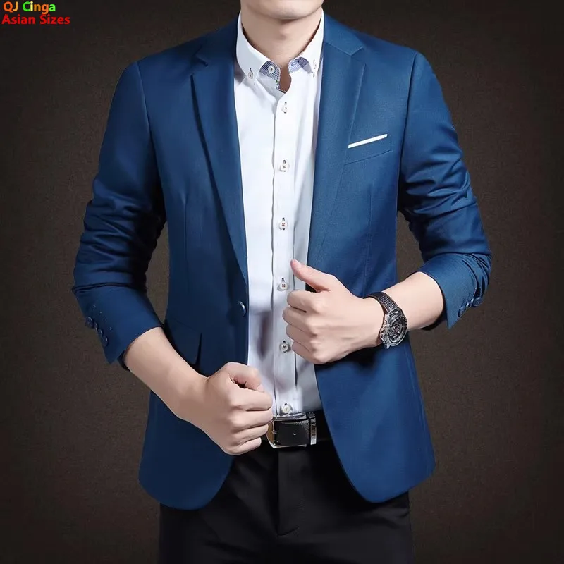 Men's Blue Suit Jacket in Asian Sizes; Suitable for Weddings, Parties, The Office, or Casual Wear; Available in Red, Black, Gray
