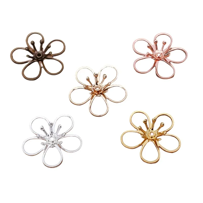 BoYuTe (50 Pieces/Lot) Two-Layer Brass Flower Materials Handmade Diy Jewelry Accessories Wholesale