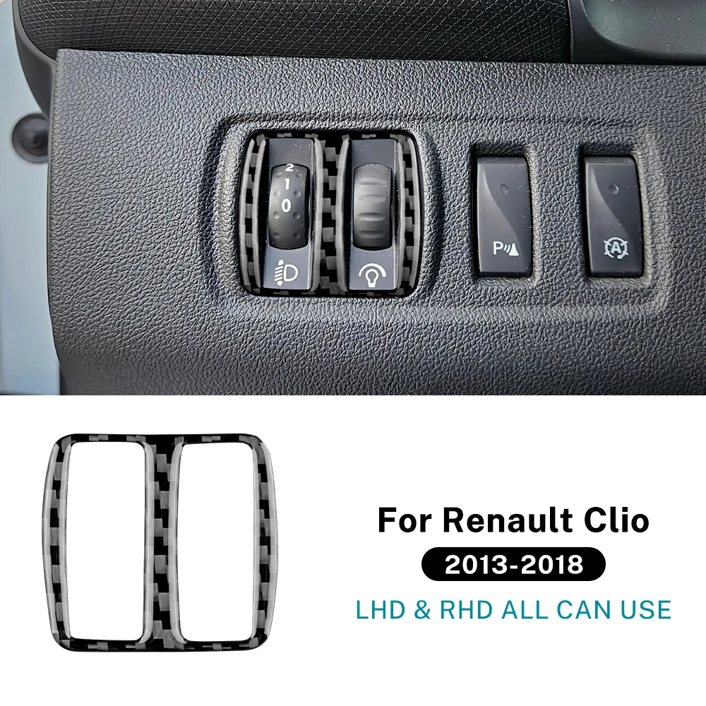 Real Soft Carbon Fiber For Renault Clio 4 Mk4 IV 2013 2014 2015 2016 2017 2018 Car Headlight Switch Inner Frame Trim Sticker
