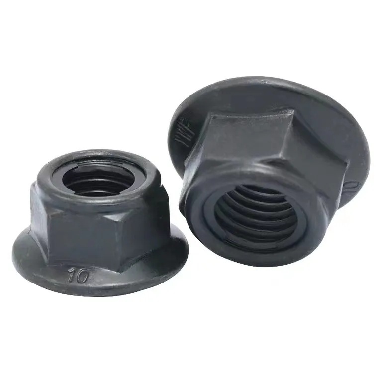 GB6187 Black Steel Metal Lock Nut With Flange M5-M20