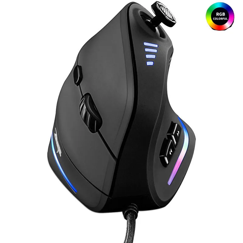 Vertical Gaming Mouse Wired RGB Ergonomic Mouse USB Joystick Programmable Gaming Mice for PC Computer Gamers