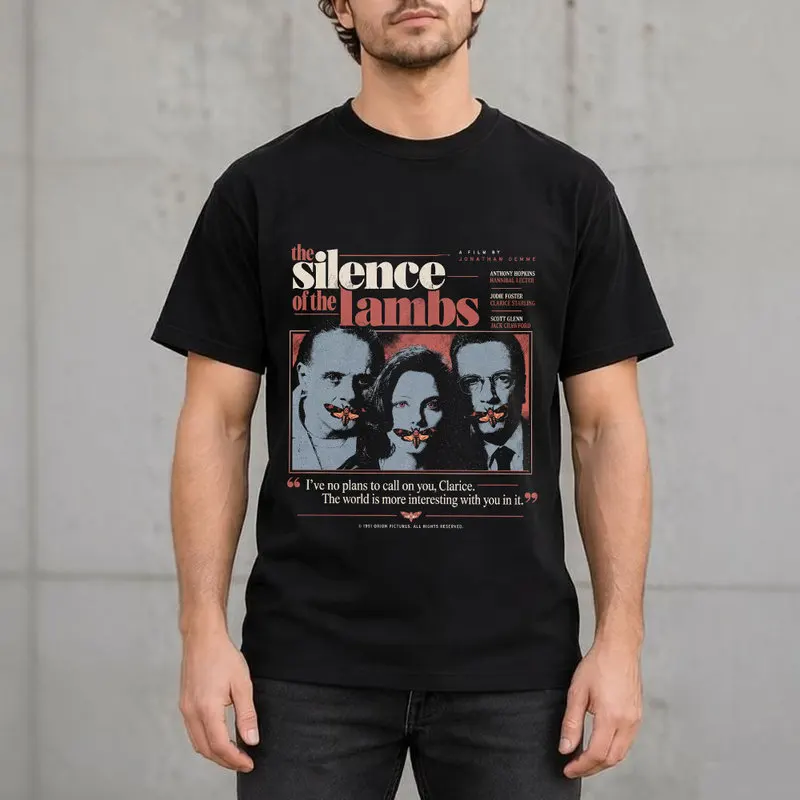 The Silence of the Lambs Horror Movie Graphic T-Shirt, Hannibal Lecter Vintage Buffalo Bill Print Halloween Gift Tee, Unisex Top