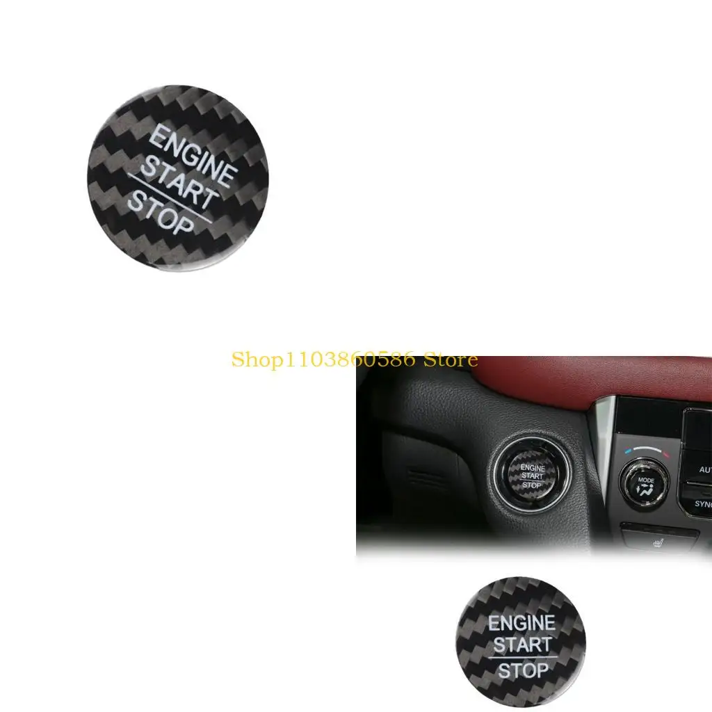 242A Engine Button Decorative Cover Adhesive Carbon Fiber Sticker for Car Interior Dashboard Console Start Stop Controls Panel