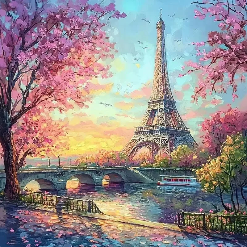Adult Jigsaw Puzzle 1000 Pieces Puzzle Eiffel Tower Landscape Paper Puzzle Decorative Painting Exercise Brain Thinking