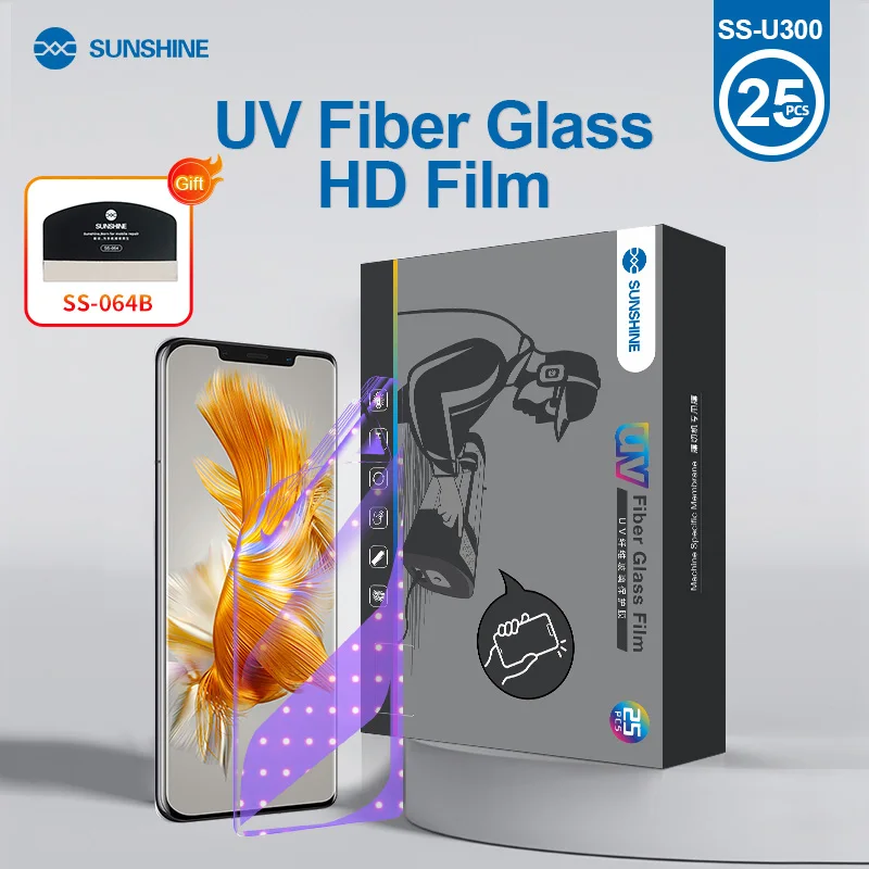 

SUNSHINE 25PCS SS-U300 UV Fiberglass Protective Film HD Fiber Glass Protective Film Diamond Level Explosion-proof