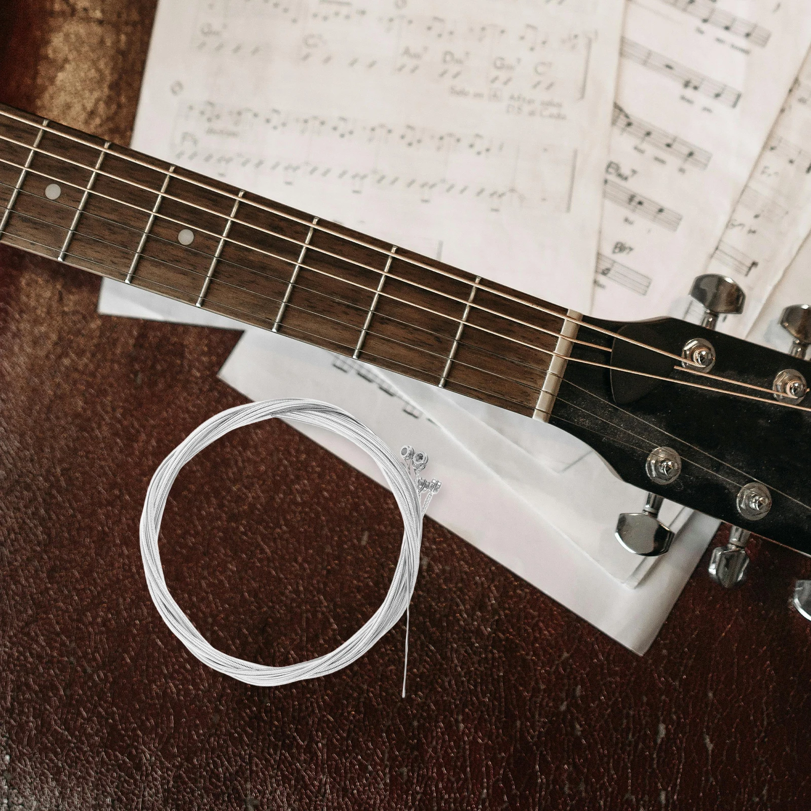 

6pcs Silver Plated Guitar Strings Acoustic Replacement Bright Tone Durable Long-Lasting Easy Install Comfortable