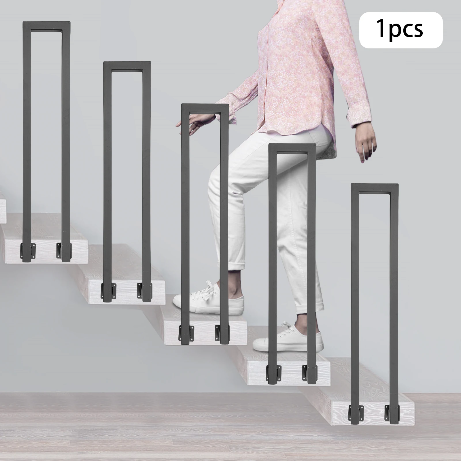 85*20 سنتيمتر n على شكل الجانب جبل درابزين الدرج ، الحديد داخلي وخارجي درابزين اليد ، درابزين الزخرفية السوداء الحديثة #1