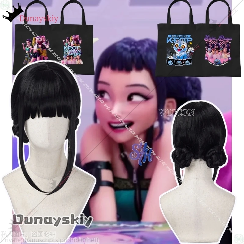 

Zoey Kpop Demon Girls Group Huntrix 코스프레 Jirai Kei Y2K Kawaii Модные парики высокого качества 4 стиля Фан-сумка Маскировка на Хэллоуин