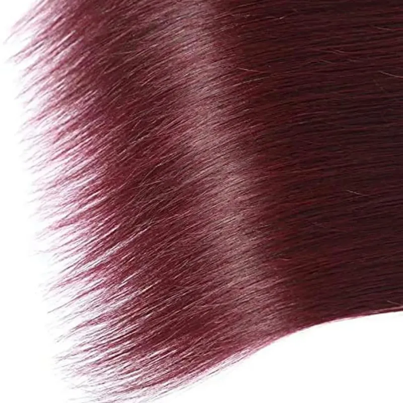 Burgundy Straight Human Hair Bundles 8-26 Inch 100g/Bundle Double Weft Weave Extensions Brazilian Color 99j 3 Bundles Human Hair