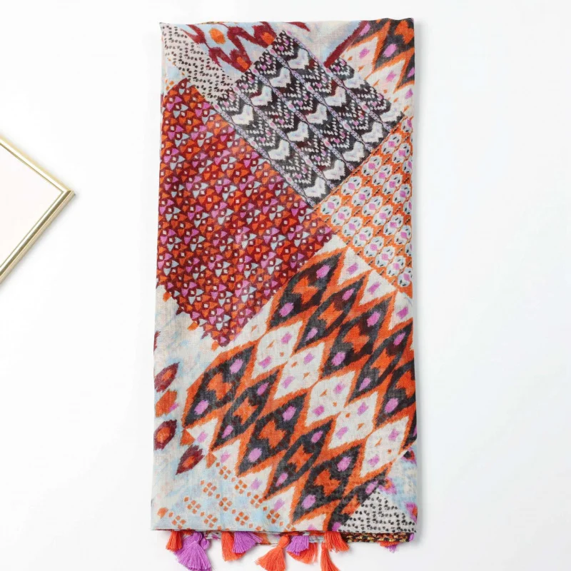 

Индийский стиль, заводская распродажа, шелковый шарф с живой принтом, летняя дорожная шаль, модная универсальная