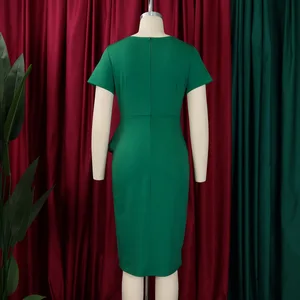 Elegante Kirchenkleider für Frauen, Bodycon gegen Hals, Rüschen, kurze Ärmel, dünn, elegant, Bürodamen, Arbeitsposten, Afrikaner, Kleider 8 Hauptverkäufe Modesto Frauenkleider - №3