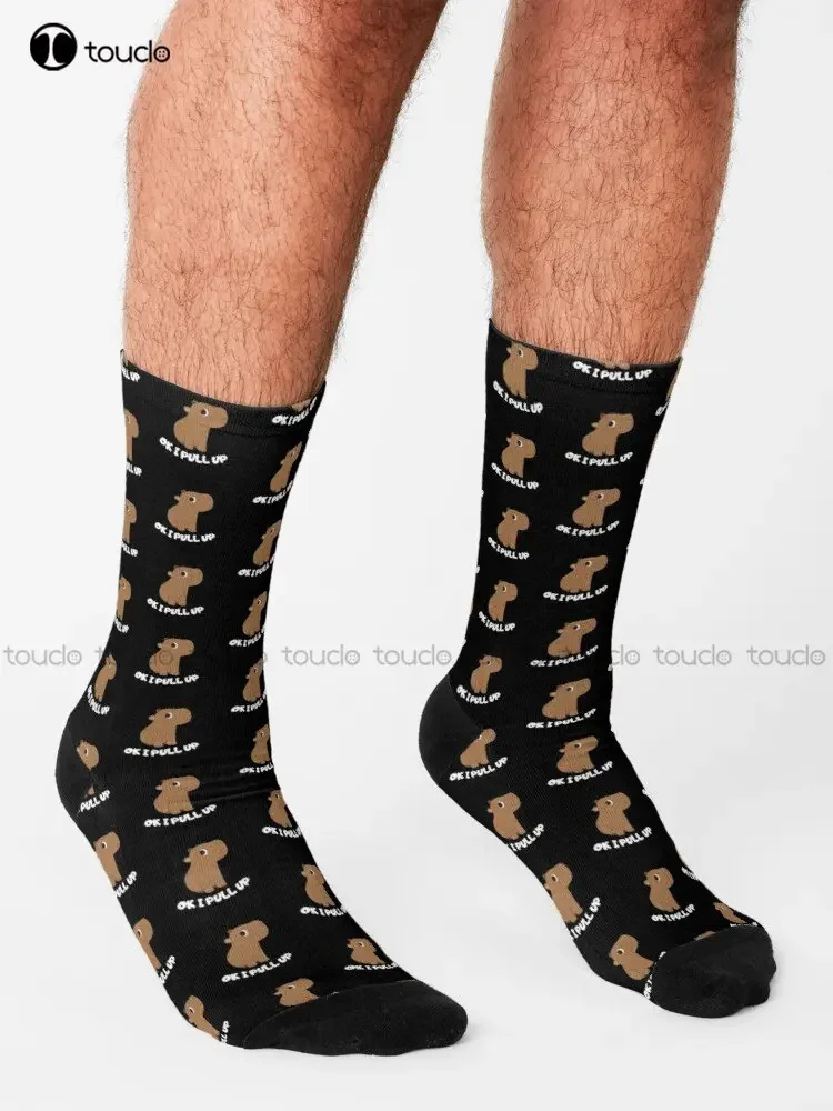 Baby Capybara - Ok I Pull Up Socks Soccer Socks Men Personalized Custom Unisex Adult Teen Youth Socks 360° Digital Print Cartoon