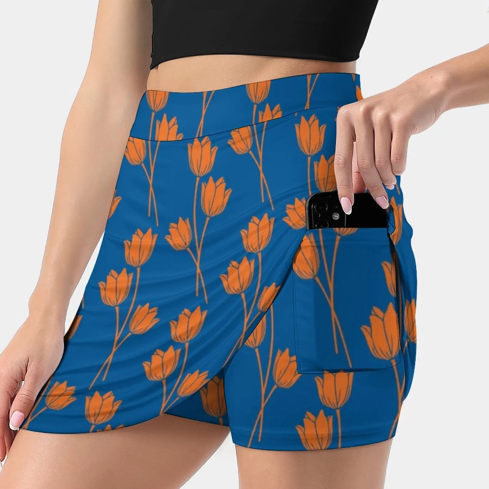 Florida Gainesville-Tulip Korean Fashion Skirt Summer Skirts For Women Light Proof Trouser Skirt Uf Chomp Swamp Orange Blue