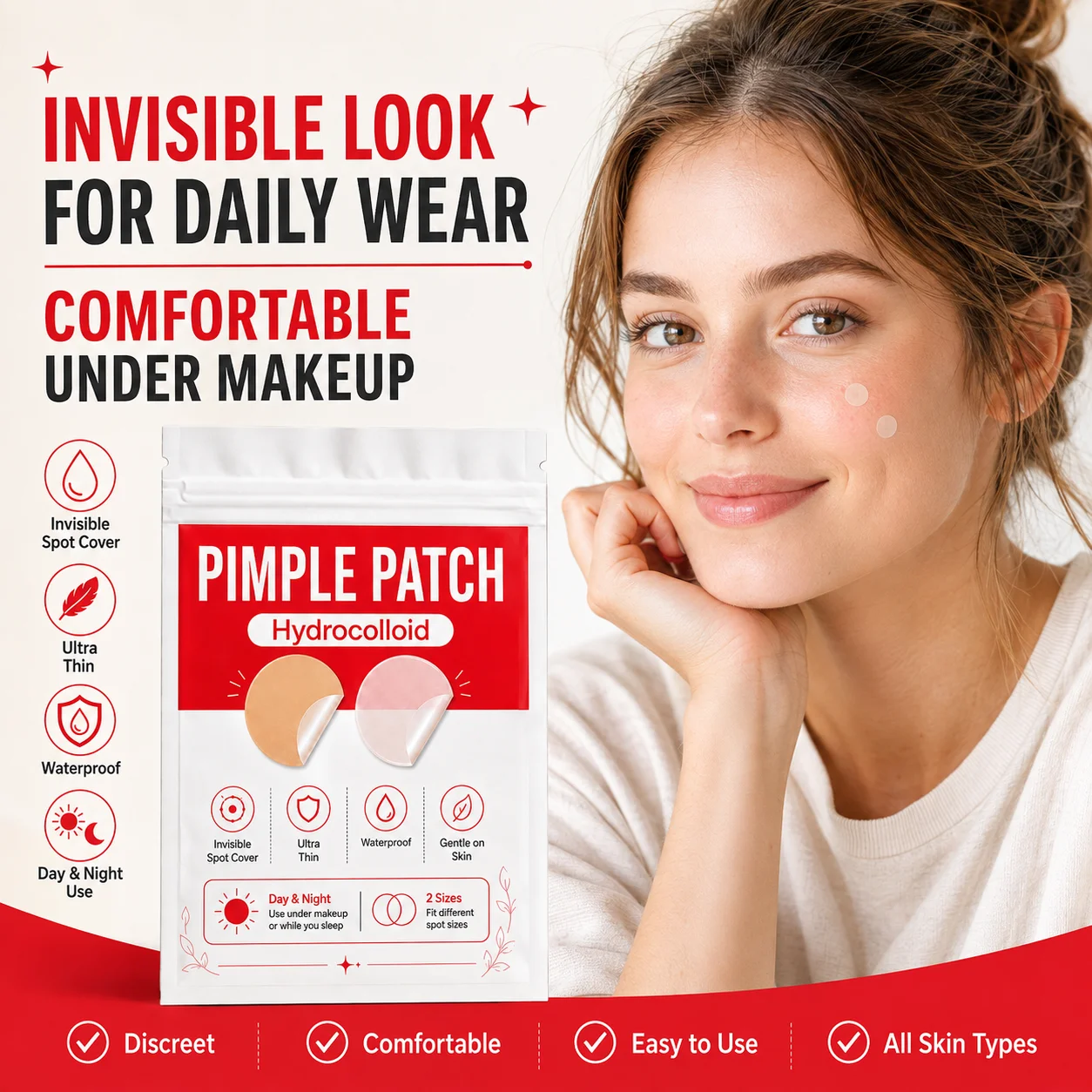 400/800Pcs Nude & Clear Hydrocolloid Face Patches, Small Size Invisible Blemish Cover Stickers, Waterproof, Day & Night Use