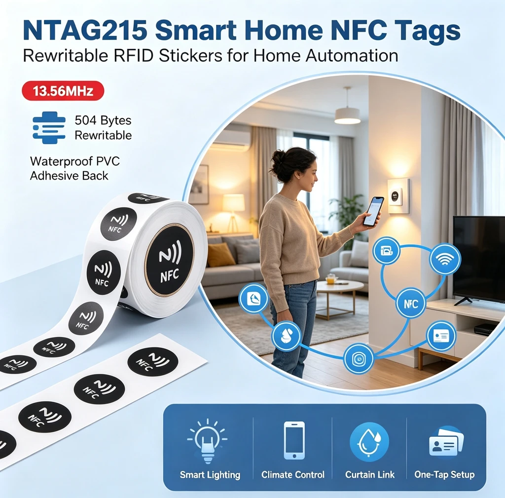 DIXSG Black Sticker 50-10PCS RFID NFC Ntg215 Tags 13.56MHz NFC 215 Adhesive Labels 25MM 504 Bytes NFC Personal Automation