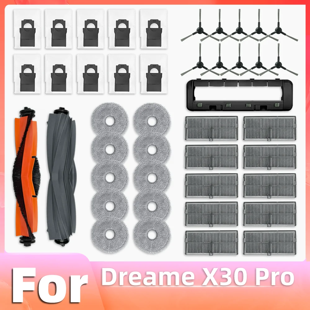 

Compatible for Dreame X30 Ultra / X30 Pro Robot Vacuum Main Side Brush Hepa Filter Mop Pad Dust Bag Parts Accessories