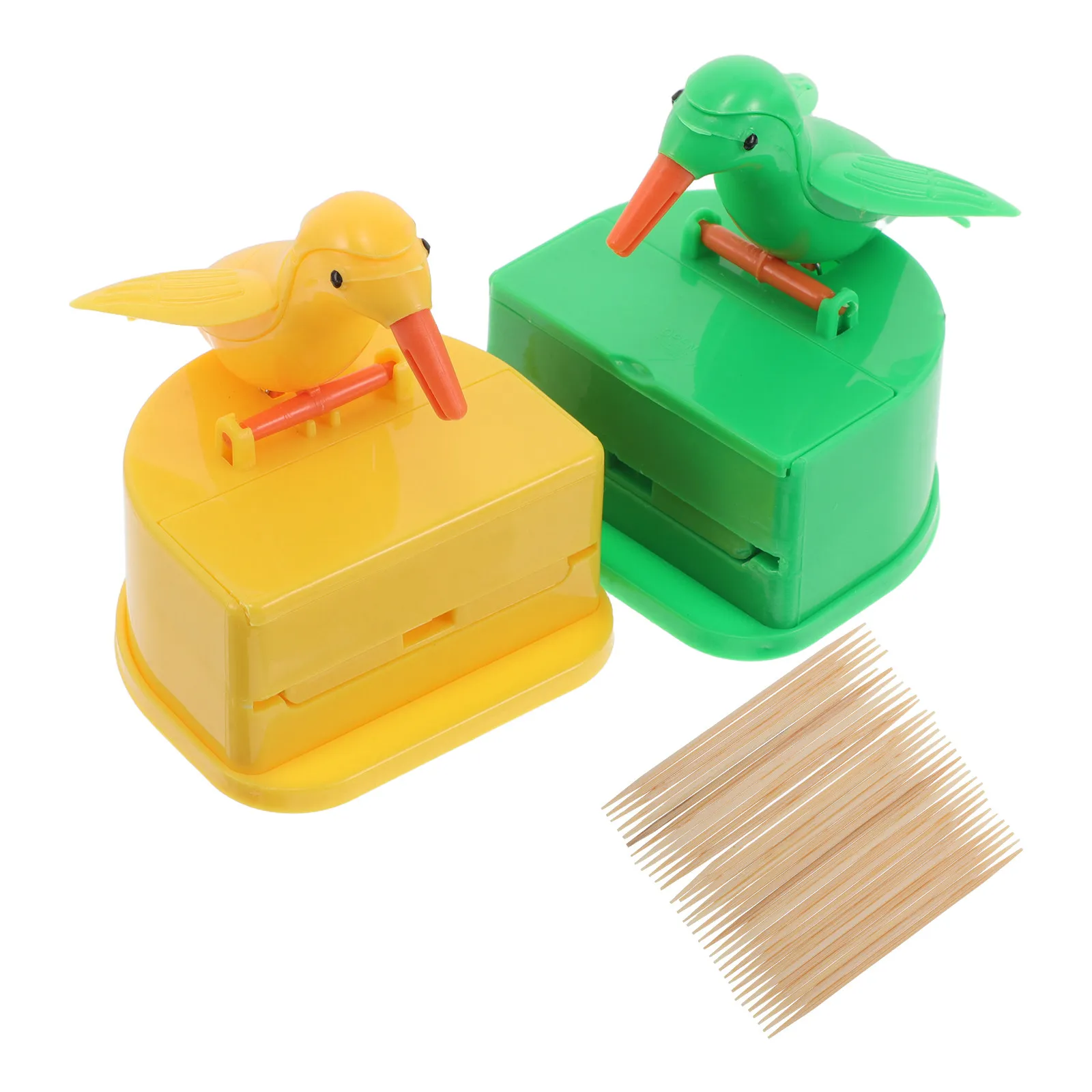

2Pcs Creative Toothpick Holder Cute Bird Automatic Dispenser Plastic Toothpick Box for Dining Table Home Restaurant