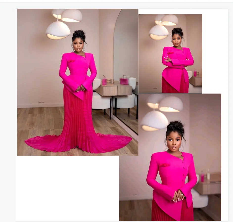 

Pink Red Women Suit Skirt Set 2 Piece Blazer+Ruffles Prom Dress Formal Office Lady Customized Wedding Tuxedo Party Jacket Coat