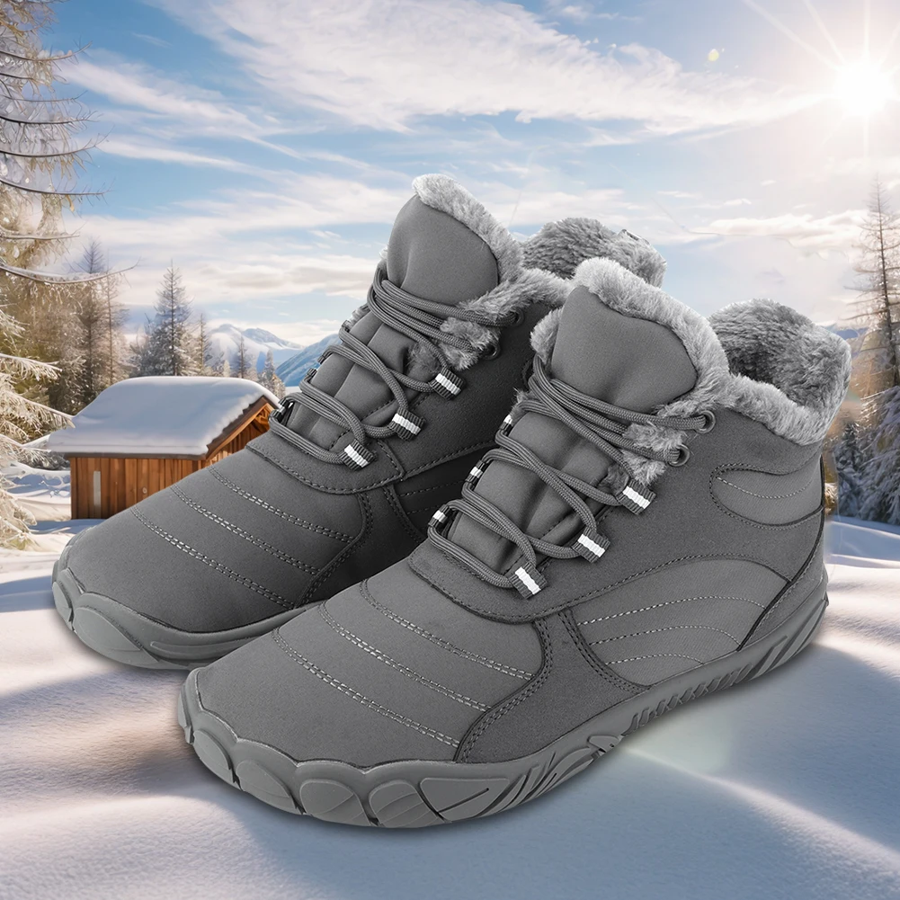 

Warm Hike Shoes Non-Slip Waterproof Warm Fur Lined for Women Men (Grey 40)