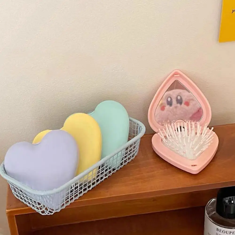 1pc Heart-shaped Hair Brushes Mini Lovely Hair Combs With Mirror For Girls Student Portable Massage Comb Hair Rope Styling Tools