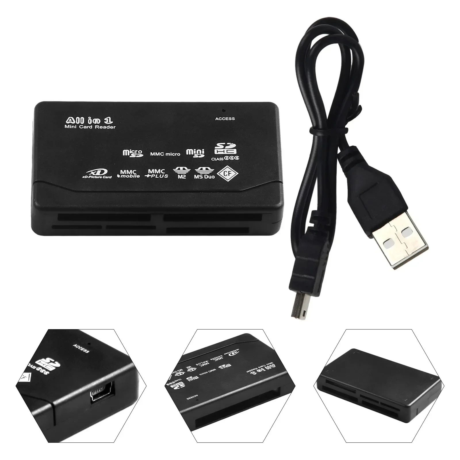 Tragbarer 3-in-1 USB Typ C Hub für Speicherkarte USB 2.0 Kartenadapter Kartenleser TF CF XD MS MMC Speicherkartenleser