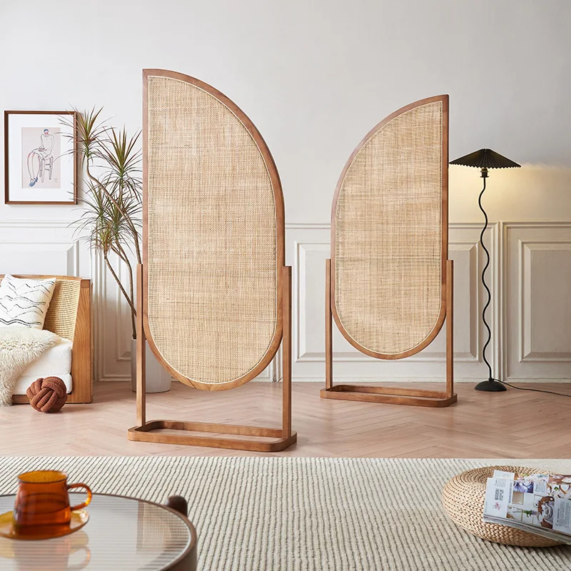 Factory Direct 2026 Nordic solid wood screen partition household entrance living room bedroom homestay mobile blocking retro Jap