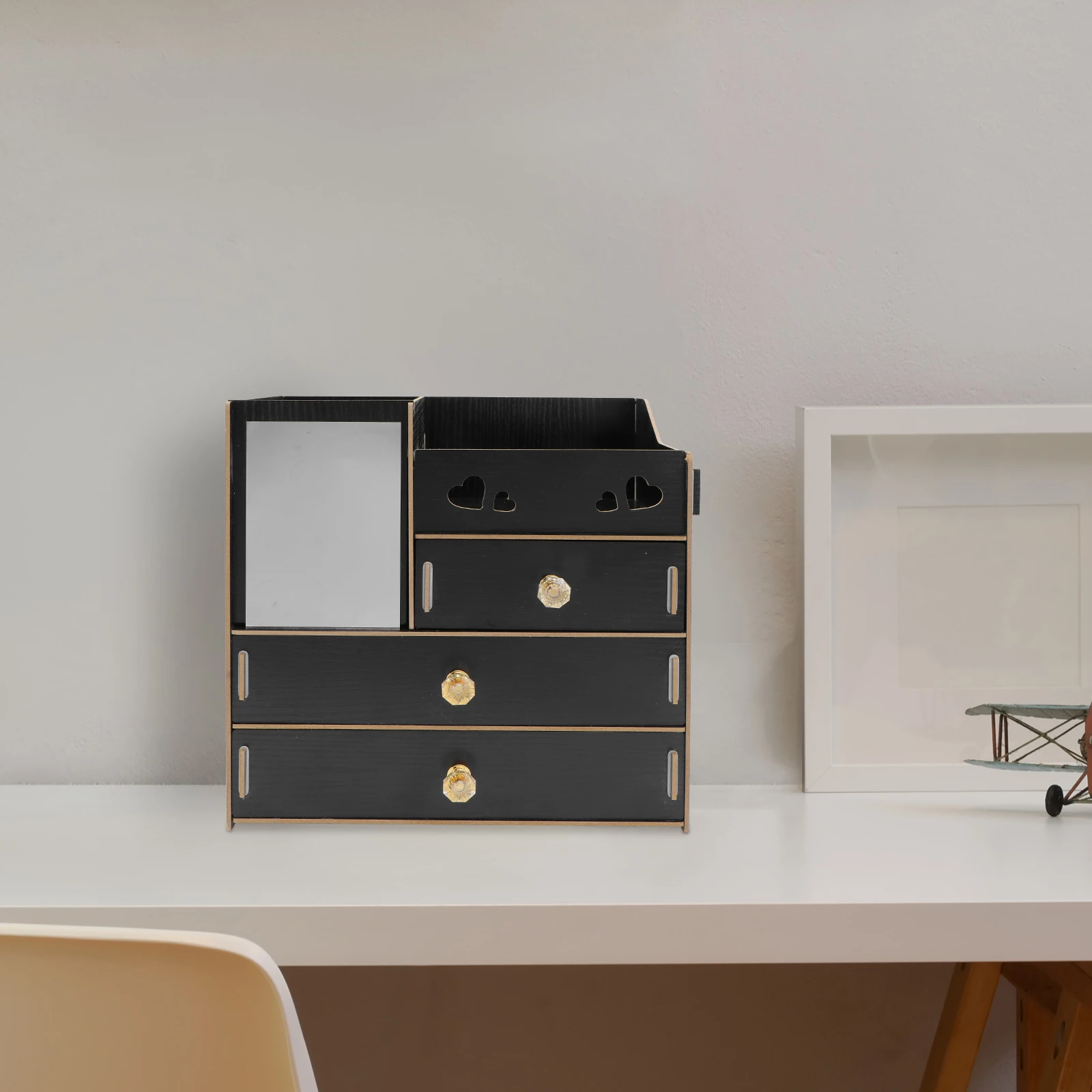 

Wooden Cosmetics Storage Rack Drawer ganizer Desktop Multifunctional Makeup Shelf Container Beauty Tool Compact Design