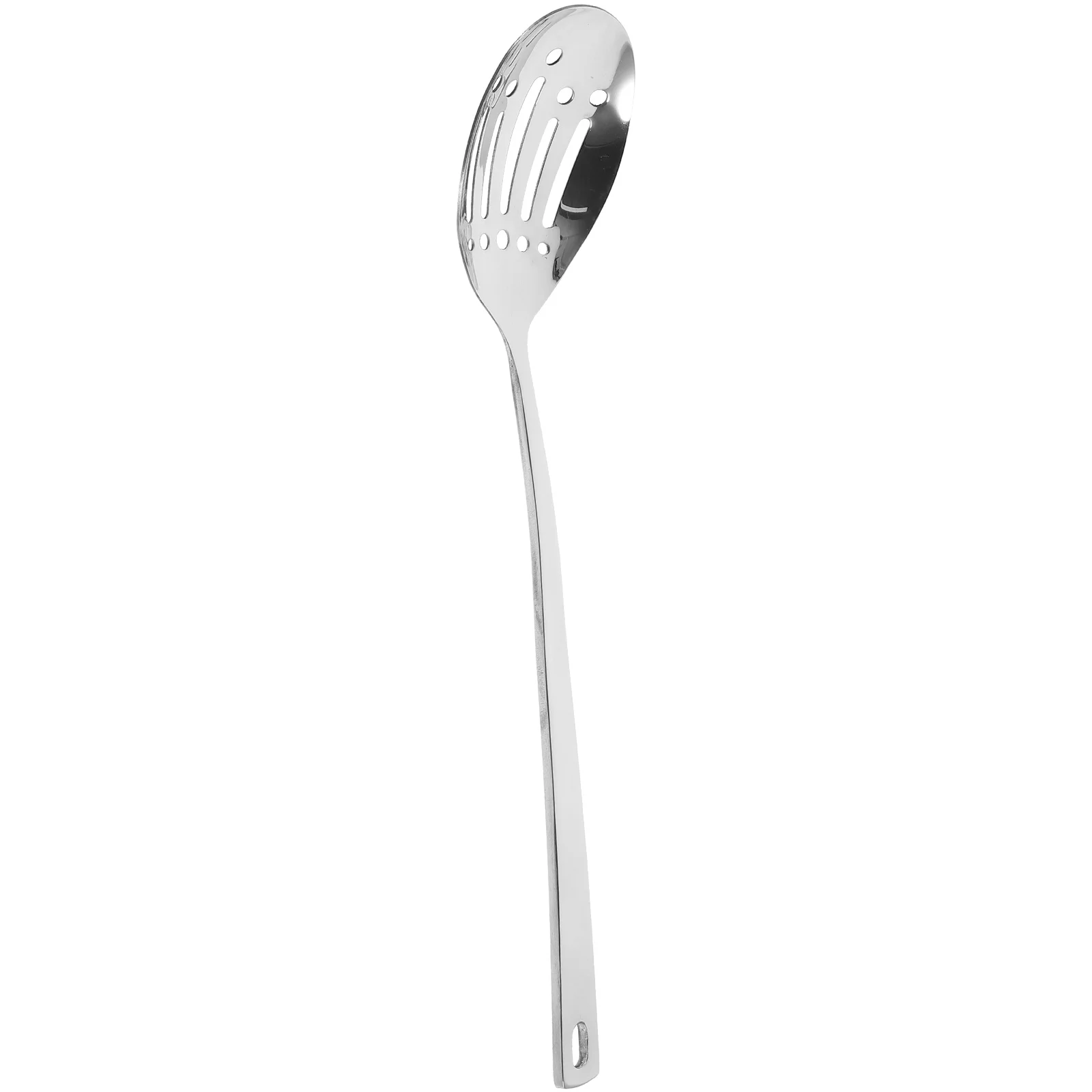 

Thickened Mirror Polished Stainless Steel Colander Spoon Long Handle Draining Spoon for Kitchen Cooking Serving