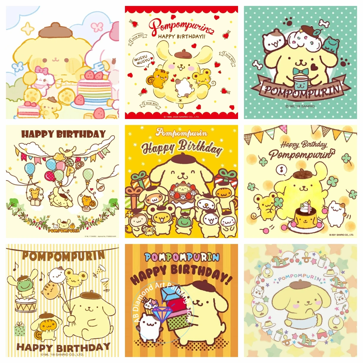 

Sanrio PompompurinHelloKitty 5D DIY AB Diamond painting kit diamond embroidery cross stitch handmade art gift crafts home Dec