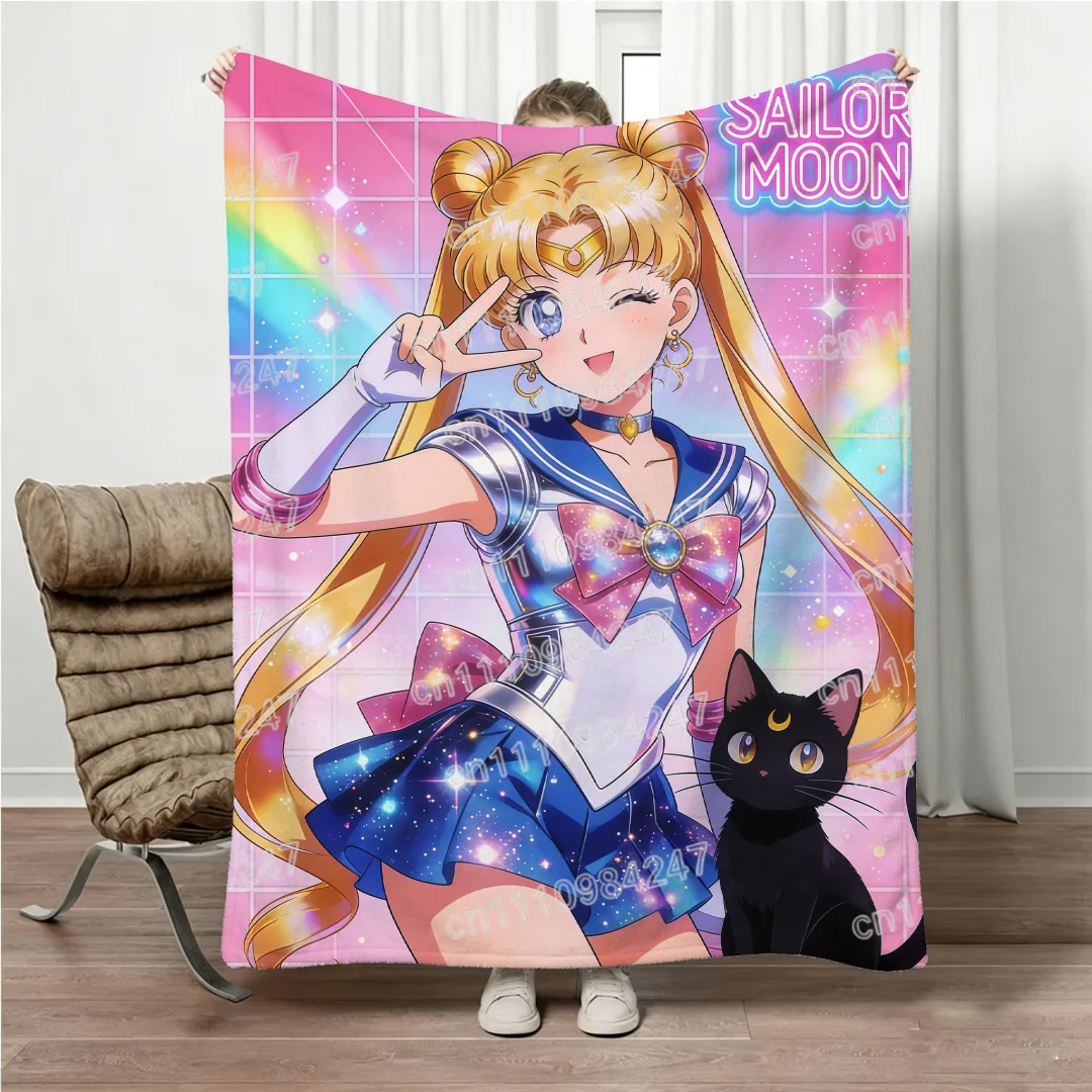 2026 Sommer Mode Sailor Moon Druck Familien-Decke Weiche Flanell Ganzjahres-Schlafdecke für Kinder Erwachsene Eltern-Kind Kuscheldecke