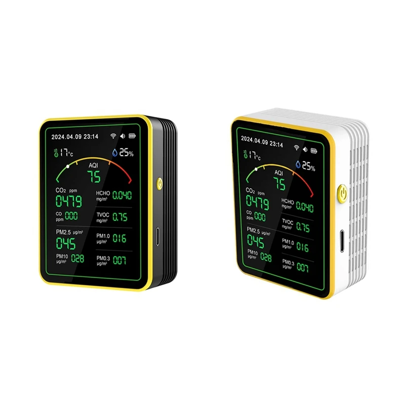 Tuya Wifi 15 In 1 Air Quality Detector TFT Display Multifunctional Time Temperature And Humidity Test Meter