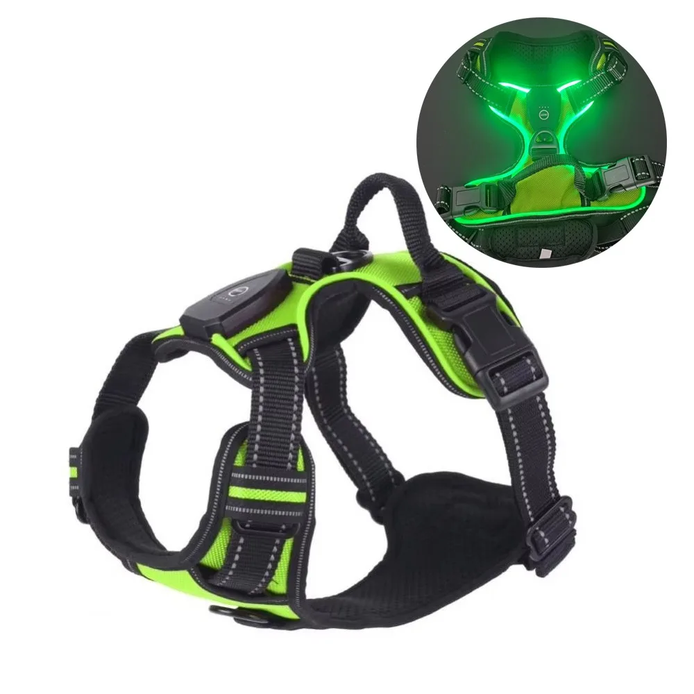 

Practical Light Up LED Dog Harness Adjustable Rechargeable Luminous Pet Chest Strap Flashing Soft Dog Glow Vest Cats Pet