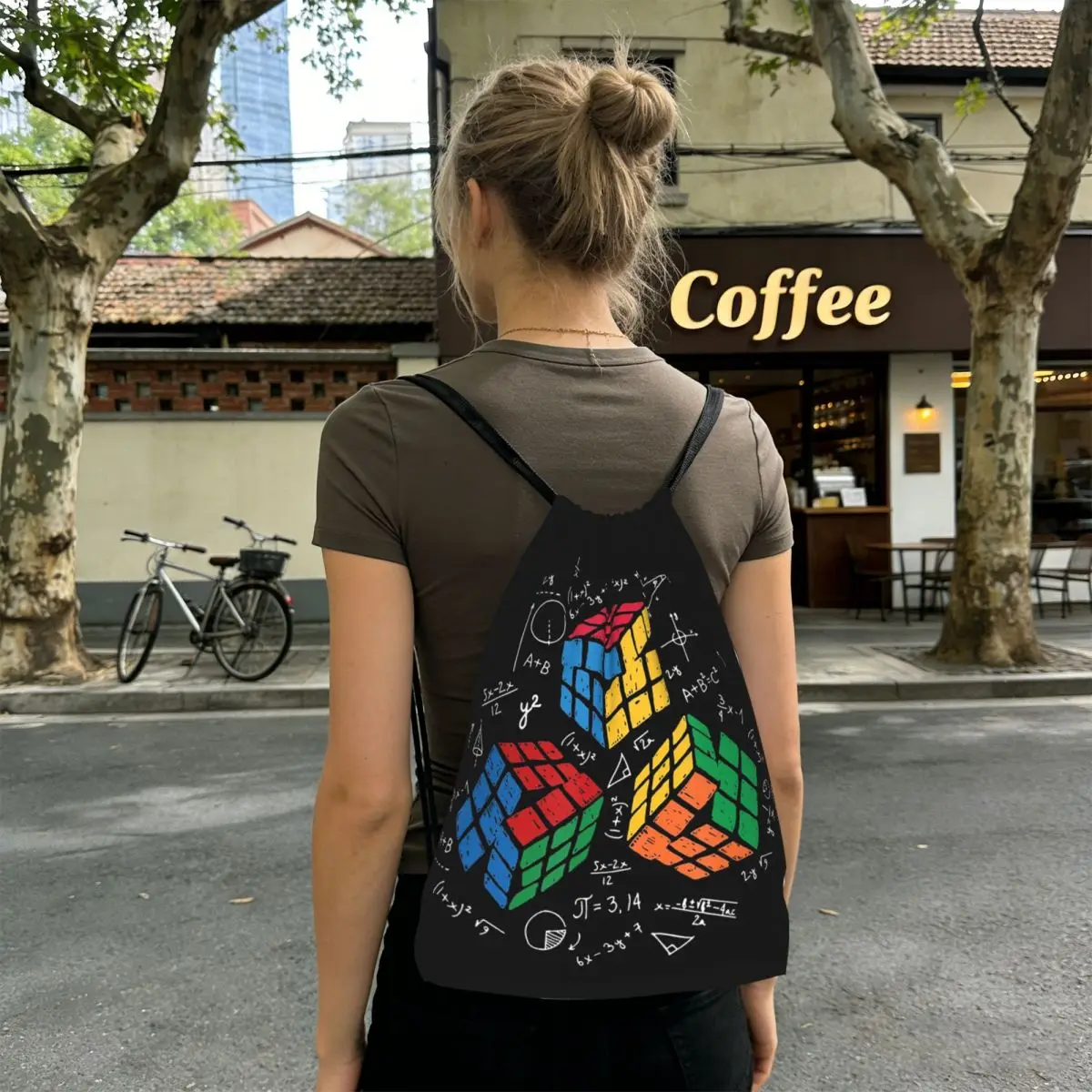 

Math Rubiks Rubix Cube Backpacks Fashion Drawstring Bundle Pocket Sports Bag Book Bags for Travel Students