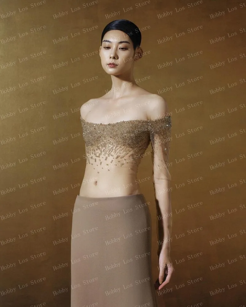 High Waist Brown Slit Design Women's Elegant Formal Occasion Soft Material Body-hugging Ankle-length Evening Skirt Ever Pretty