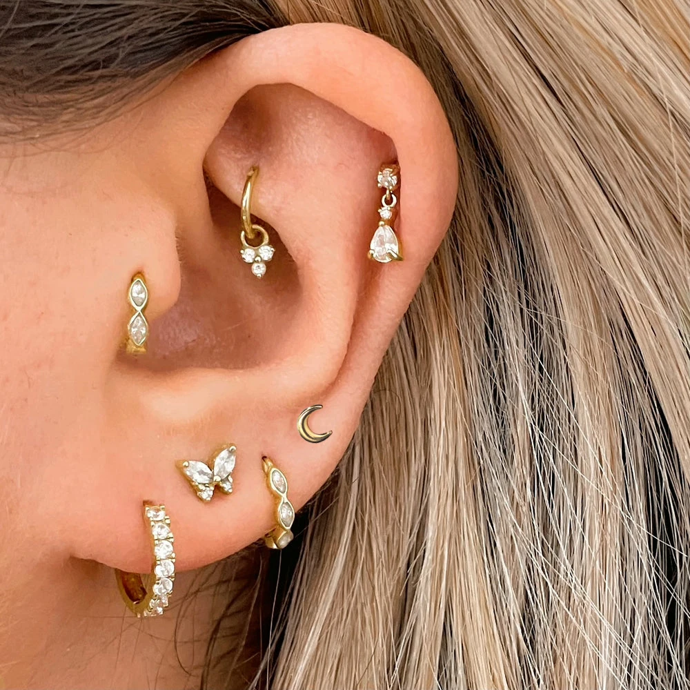 Helix Piercing Vlinder Maan Vrouwen Oorbel Mini Kraakbeen Cz Maan Hoepels Oor Sieraden Daith Piercing Toren Tragus Lichaam Sieraden