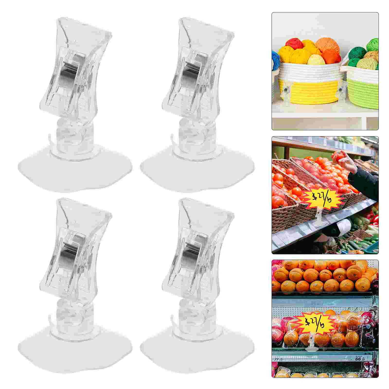

10 Pcs Advertising Clip Plastic Suction Cup Clips Small Sign Holder Clear Supermarket Price Display Store Label Tag Stand for
