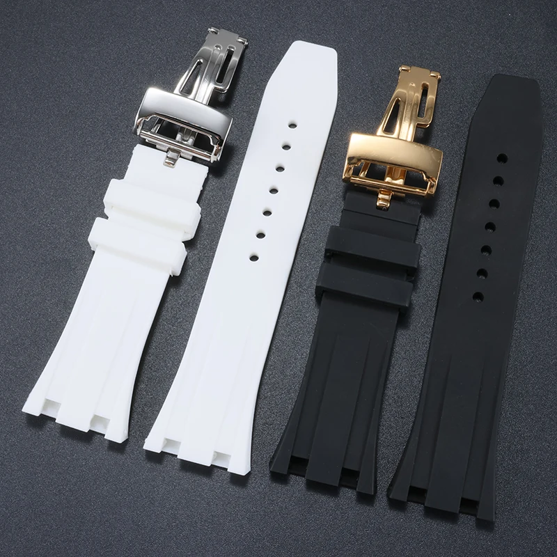 24MM 27MM Silicone rubber Watchband For Audemars for Strap AP Royal Oak Series Band Women\' Bracelet butterfly buckle tools