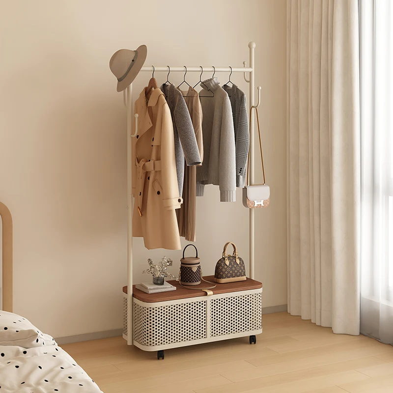 

Simple coat rack Movable drying Floor-to-ceiling indoor room clothes Household bedroom clothes storage