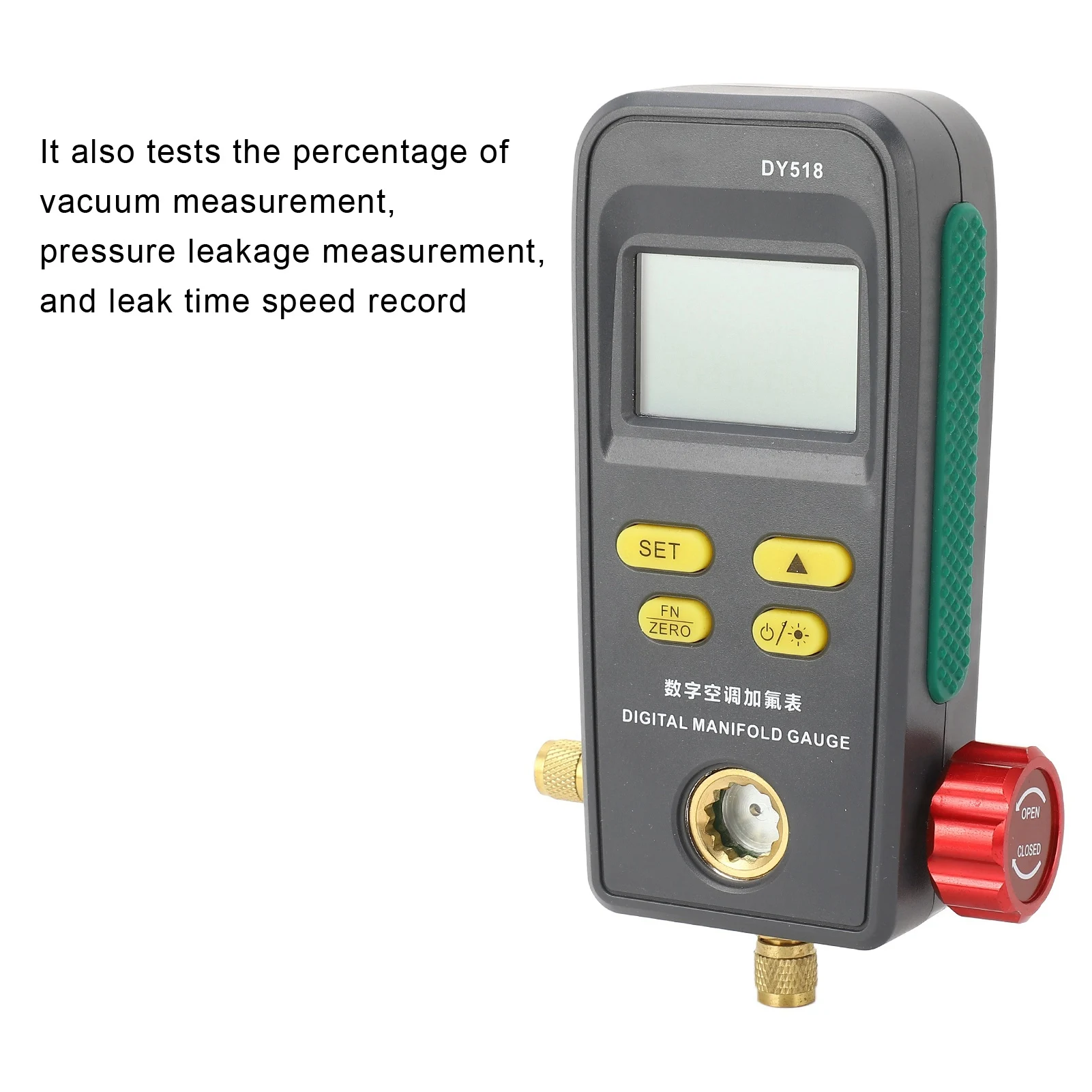 DY518 Digital AC Gauge for Automotive HVAC Repair with Vacuum Measurement and Superheat Subcooling Calculation