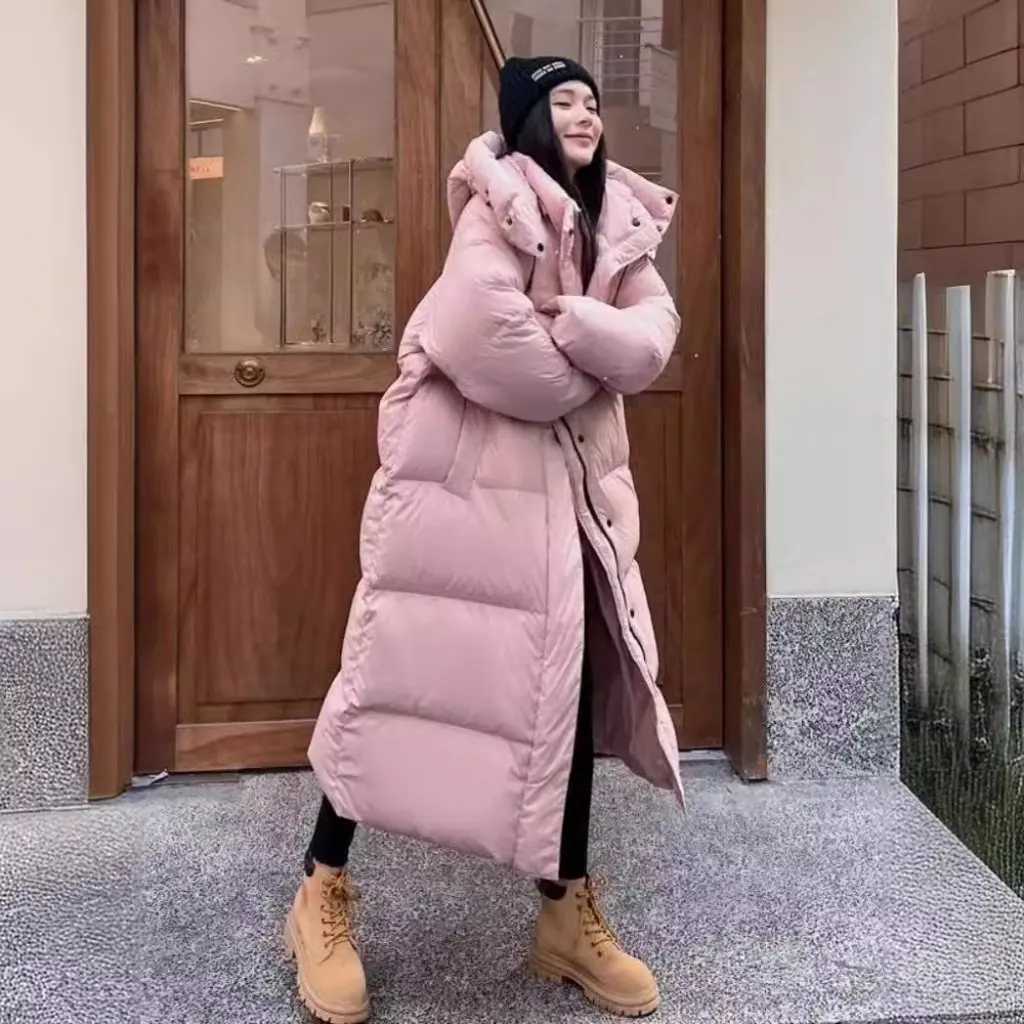 

Зимнее женское пальто средней длины с капюшоном и хлопковой подкладкой в корейском стиле, свободный крой, длинное пальто выше колена в наличии