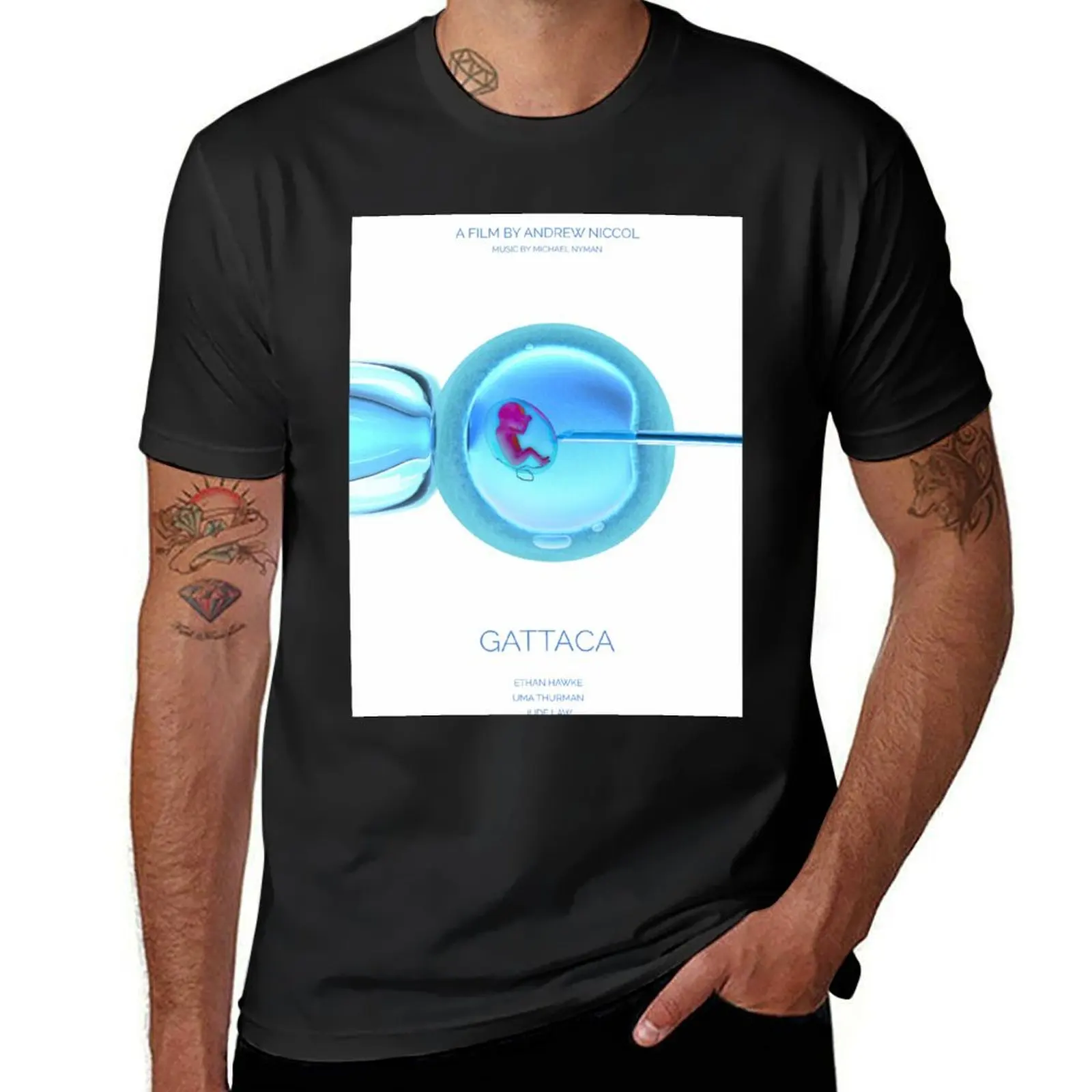 Gattaca, film, Ethan Hawke, Uma Thurman, Jude Law T-Shirt quick drying blacks sports fans sublime mens graphic t-shirts hip hop