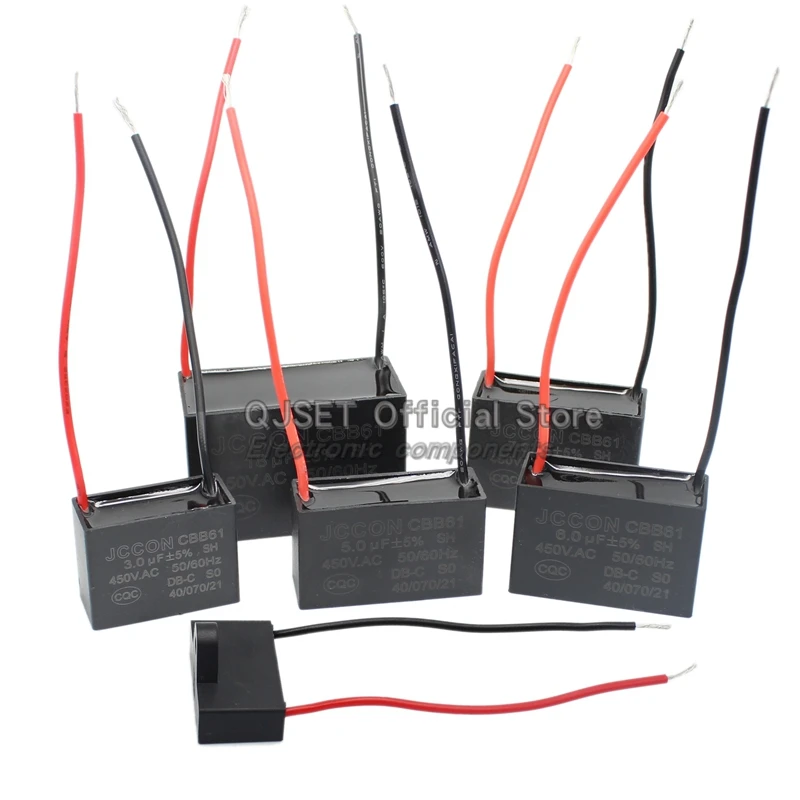 1 шт. CBB61 пусковой конденсатор вентилятора 450 В 0,8/1/1,2/1,5/2,5/3/3,5/4/4,5/5/6/7/8/10/12/15/18/20 мкФ конденсатор двигателя капота потолочного вентилятора