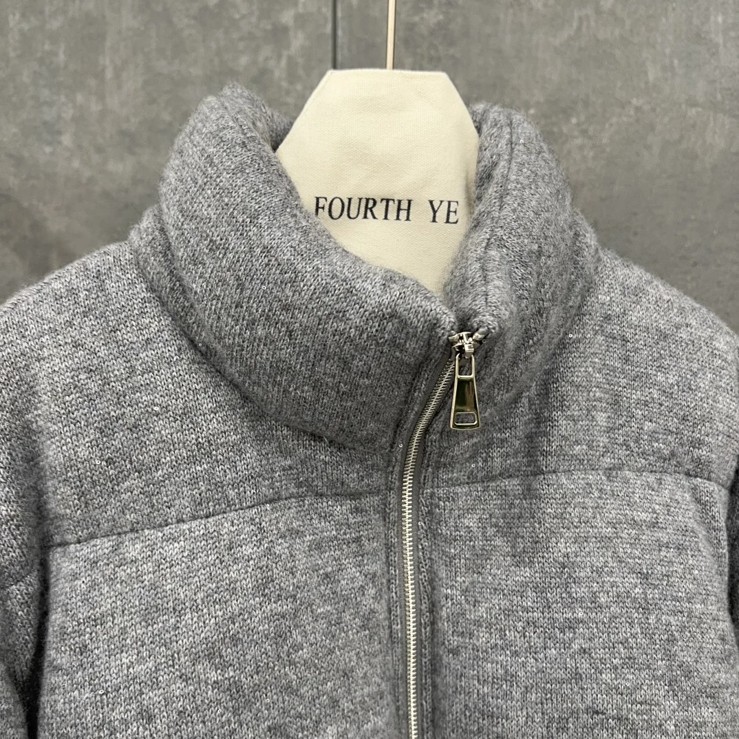 新作秋冬 ブライトスパンコール グースダウンジャケット ステッチニットダウンジャケット レトロスタイル レディース