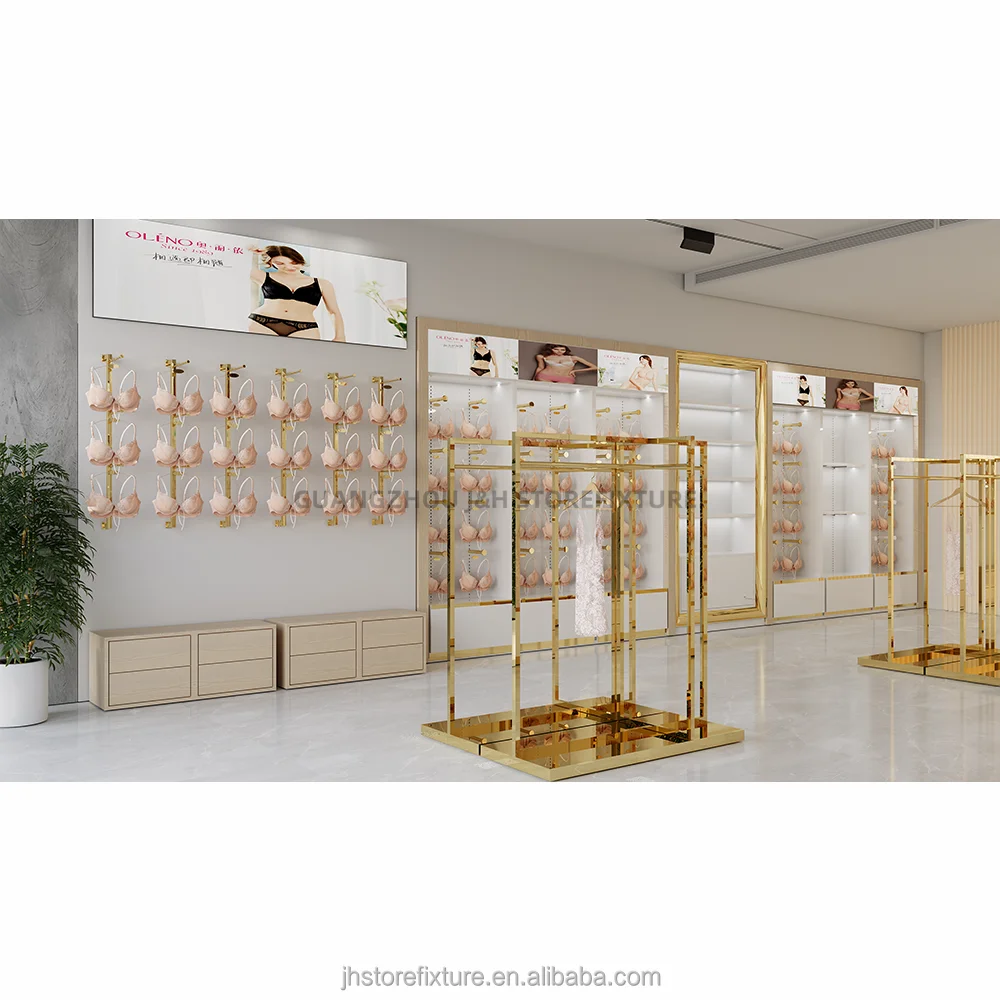 Lingerie Store Interior Design Display Regal Set mit LED-Platine Custom Logo Unterwäsche Display Rack Einzelhandel