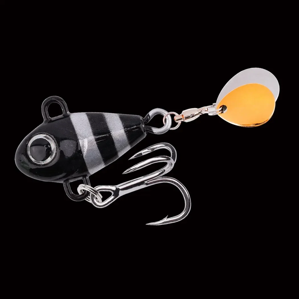 1PC Sinking 6g-25g VIB Köder Löffel Spinner Angeln Köder Wobbler Metall Jig Doppel Rotierenden pailletten Schwanz Weit Casting Für Meer Bass
