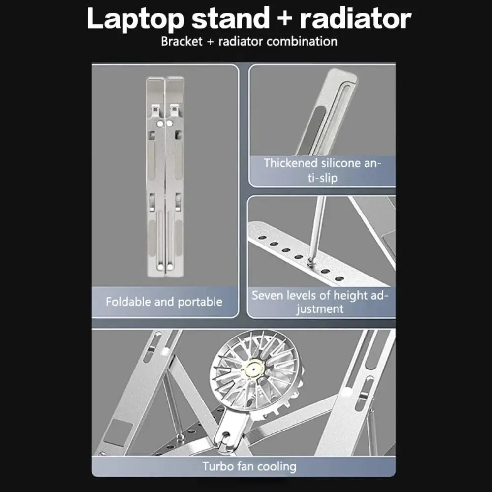 Foldable Laptop Cooler Stand With Fans High Quality Metal Notebook Computer Cooling Pad Portable Stand Adjustable Stand 5