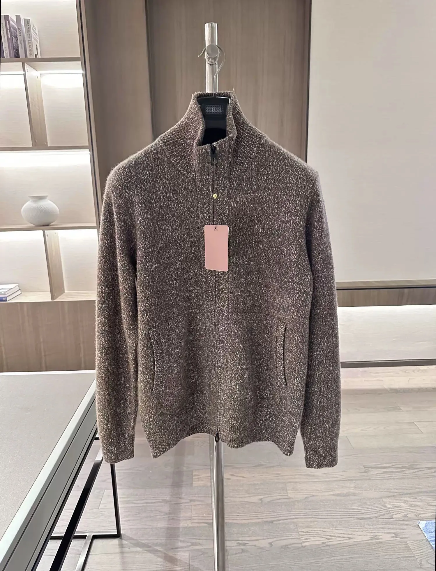 2025DIKU2025 men's autumn and winter new boutique stand collar wool cardigan zipper knitted sweater jacket M-XL