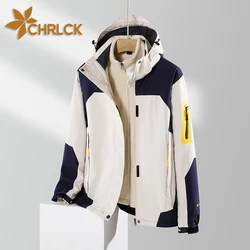 CHRLCK Men's Waterproof Three In One Hiking Fleece Jacket Women Windproof Windbreaker Winter Camping Trekking Outdoor Coats