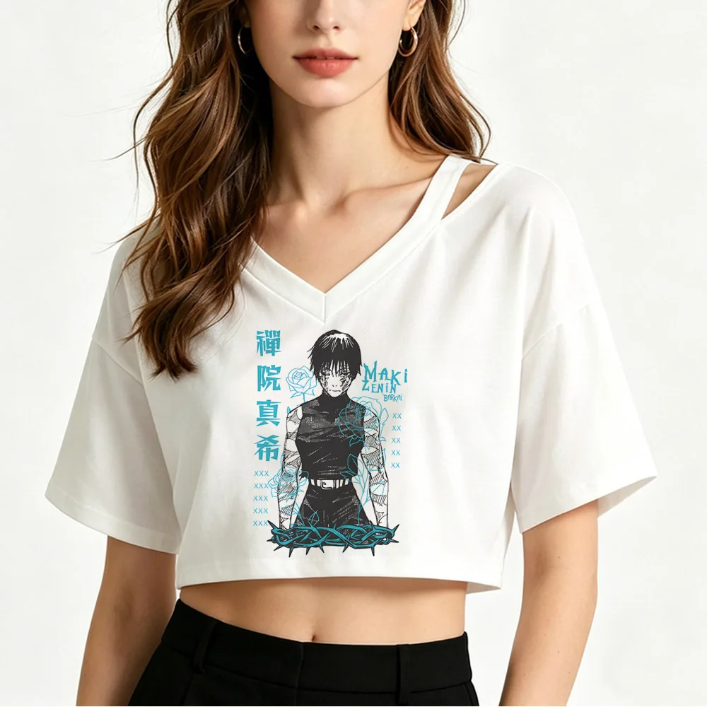 Maki Zenin crop top women gyaru gothic japanese funny dollette t-shirt goth streetwear manga grunge baddie