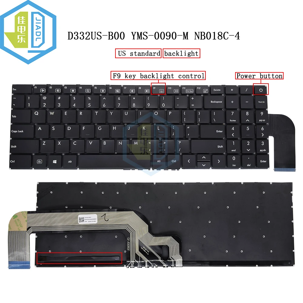 Imagem -02 - Teclado Retroiluminado para Laptop uk gb Eua Inglês D283uk-b00 Xk-dzh051 Nb0251 D332us-b13 B00 Xk-dzh080 Yms0090-m V1809krcs1 Scnr430as Inglês